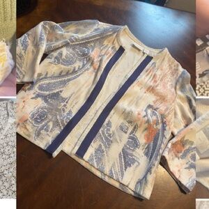 Chico's Blue and Cream Paisley Blouse